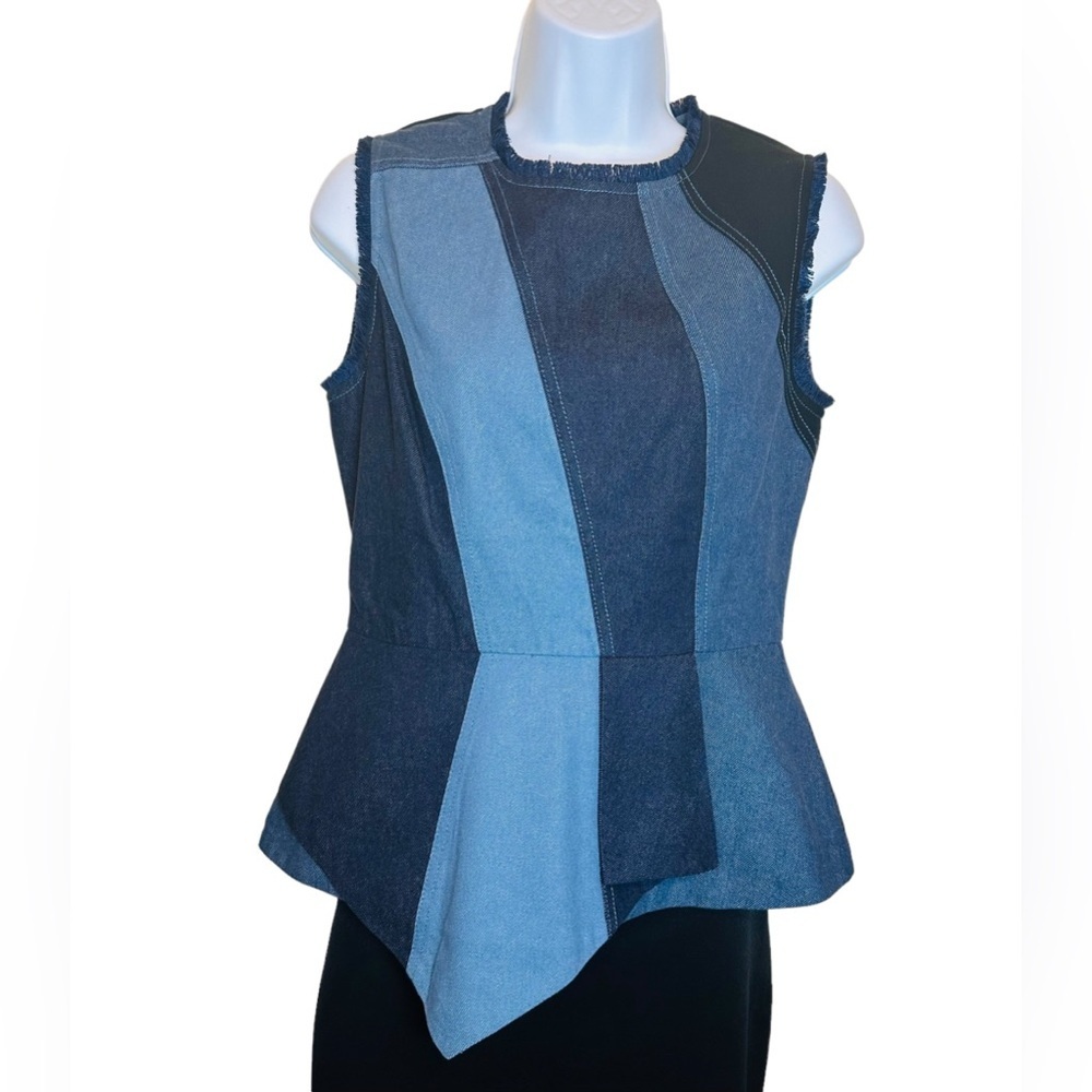 Bcbgmaxazria Tops BCBG Denim Sleeveless Top Peplum Woman Size Small NWOT!